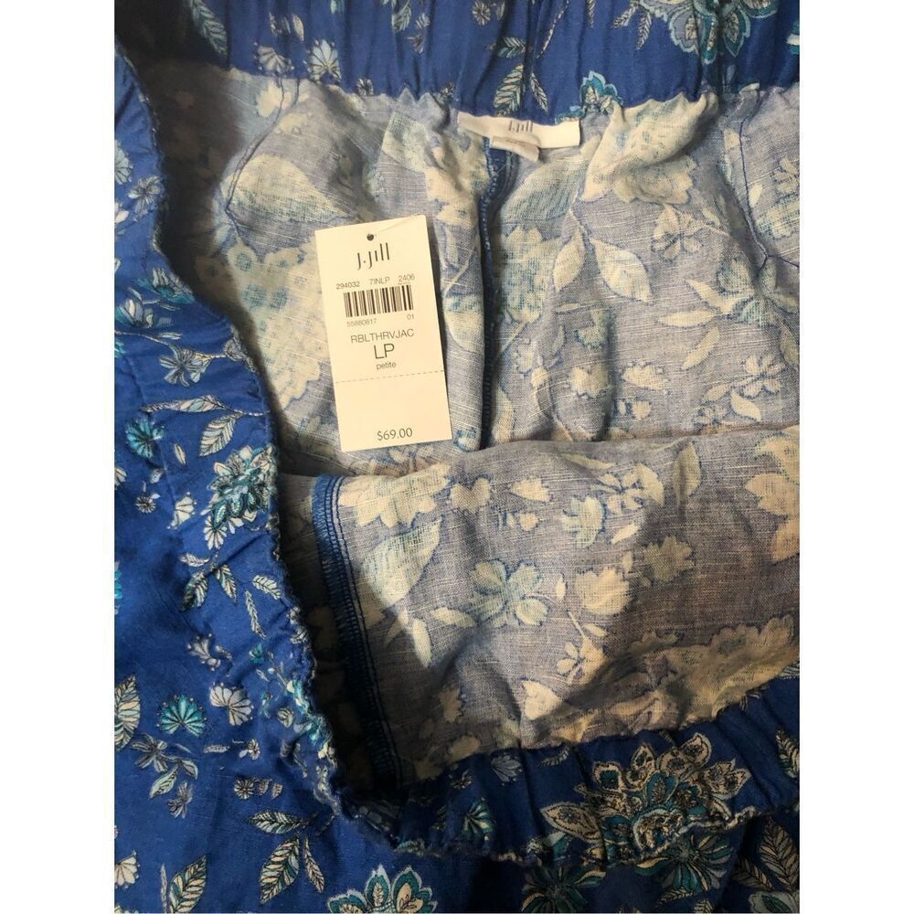 NWT Floral linen skort J Jill linen blend wrap blue ditzy floral skort. Elastic - Picture 9 of 13